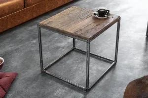 Estila Industriální příruční stolek Cobra 40cm z teakového dřeva