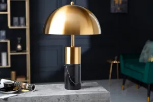 Estila Art-deco moderní stolní lampa Jaspeado v černo-zlaté barvy s kulatým kovovým stínítkem 35cm
