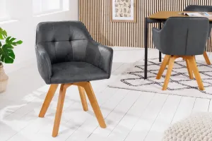 Estila Moderní designová židle Devon s antickým šedým čalouněním as hnědým dřevěnýma nohama 83cm