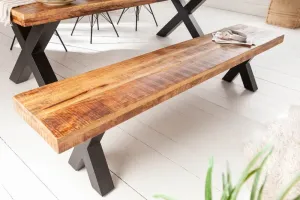 Estila Industriální dlouhá lavička Steele Craft ze dřeva na hrubých kovových nohách 200cm