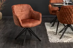 Estila Moderní hnědá otočná židle Marmol s kovovými nohami 82cm