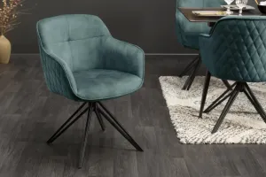 Estila Moderní židle Marmol se sametovým potahem petrolejové barvy 82cm
