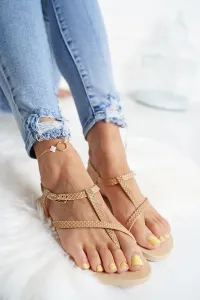 Béžovo-zlaté gumové sandály Class Wish II #6190478