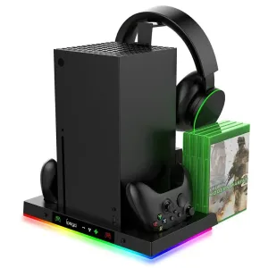 iPega XBX023S Multifunkční nabíjecí RGB stojan s chlazením pro Xbox Series X, black