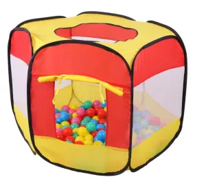 IPLAY Dětský hrací stan s míčky 100 ks - červeno-žlutý, 8600B