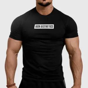Pánské fitness tričko Iron Aesthetics Boxed, černé