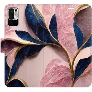 iSaprio flip pouzdro Pink Leaves pro Xiaomi Redmi Note 10 5G