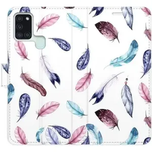 iSaprio flip pouzdro Colorful Feathers pro Samsung Galaxy A21s