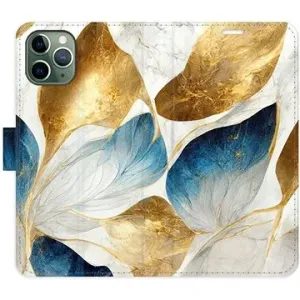iSaprio flip pouzdro GoldBlue Leaves pro iPhone 11 Pro