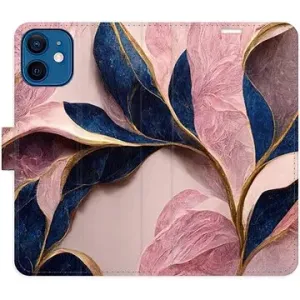 iSaprio flip pouzdro Pink Leaves pro iPhone 12 mini