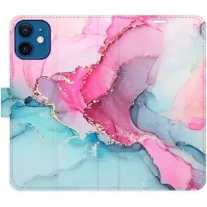 iSaprio flip pouzdro PinkBlue Marble pro iPhone 12 mini