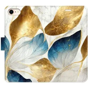 iSaprio flip pouzdro GoldBlue Leaves pro iPhone 7/8/SE 2020