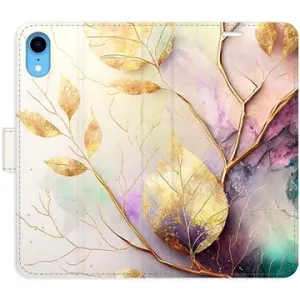 iSaprio flip pouzdro Gold Leaves 02 pro iPhone XR