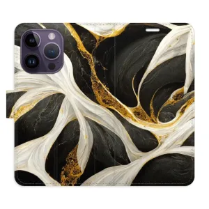 Flipové pouzdro iSaprio - BlackGold Marble - iPhone 14 Pro