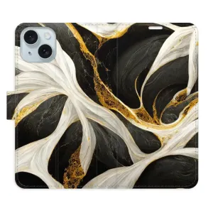 Flipové pouzdro iSaprio - BlackGold Marble - iPhone 15