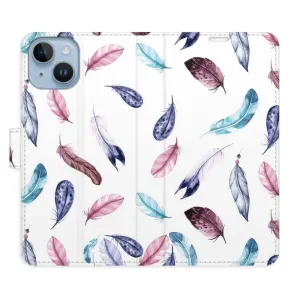 Flipové pouzdro iSaprio - Colorful Feathers - iPhone 14