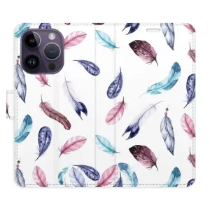 Flipové pouzdro iSaprio - Colorful Feathers - iPhone 14 Pro
