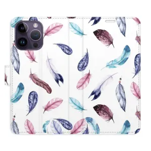 Flipové pouzdro iSaprio - Colorful Feathers - iPhone 14 Pro Max