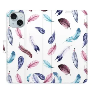 Flipové pouzdro iSaprio - Colorful Feathers - iPhone 15