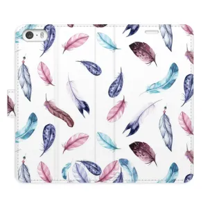 Flipové pouzdro iSaprio - Colorful Feathers - iPhone 5/5S/SE