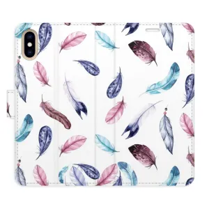 Flipové pouzdro iSaprio - Colorful Feathers - iPhone X/XS