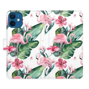 Flipové pouzdro iSaprio - Flamingos Pattern - iPhone 12 mini