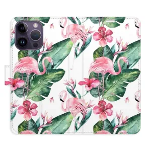 Flipové pouzdro iSaprio - Flamingos Pattern - iPhone 14 Pro Max