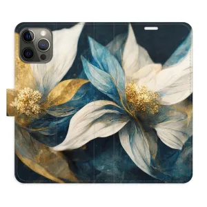 Flipové pouzdro iSaprio - Gold Flowers - iPhone 12/12 Pro
