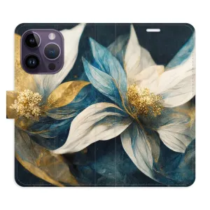 Flipové pouzdro iSaprio - Gold Flowers - iPhone 14 Pro