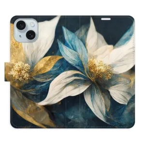 Flipové pouzdro iSaprio - Gold Flowers - iPhone 15