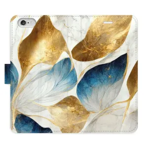 Flipové pouzdro iSaprio - GoldBlue Leaves - iPhone 6/6S