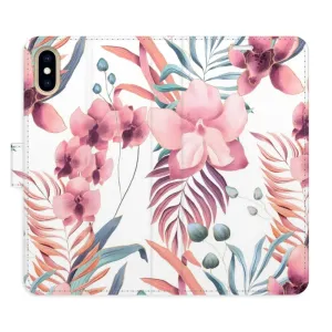 Flipové pouzdro iSaprio - Pink Flowers 02 - iPhone X/XS