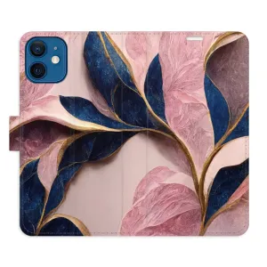 Flipové pouzdro iSaprio - Pink Leaves - iPhone 12 mini