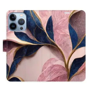 Flipové pouzdro iSaprio - Pink Leaves - iPhone 13 Pro