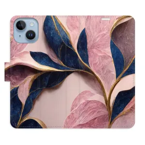Flipové pouzdro iSaprio - Pink Leaves - iPhone 14