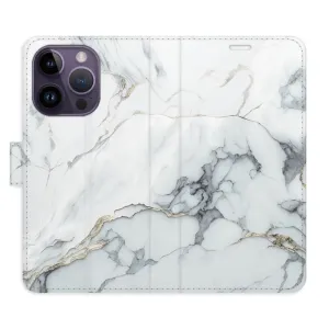 Flipové pouzdro iSaprio - SilverMarble 15 - iPhone 14 Pro