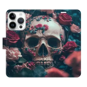 Flipové pouzdro iSaprio - Skull in Roses 02 - iPhone 15 Pro