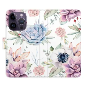 Flipové pouzdro iSaprio - Succulents Pattern - iPhone 14 Pro