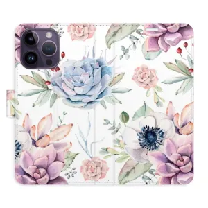 Flipové pouzdro iSaprio - Succulents Pattern - iPhone 14 Pro Max