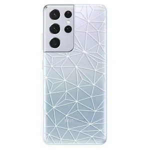 Odolné silikonové pouzdro iSaprio - Abstract Triangles 03 - white - Samsung Galaxy S21 Ultra