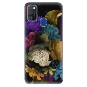 Odolné silikonové pouzdro iSaprio - Dark Flowers - Samsung Galaxy M21