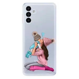 Odolné silikonové pouzdro iSaprio - Kissing Mom - Brunette and Boy - Samsung Galaxy A13 5G