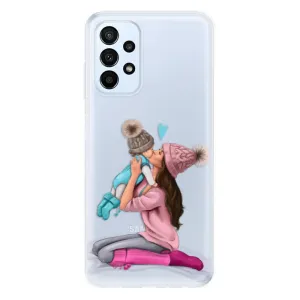 Odolné silikonové pouzdro iSaprio - Kissing Mom - Brunette and Boy - Samsung Galaxy A23 / A23 5G