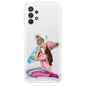 Odolné silikonové pouzdro iSaprio - Kissing Mom - Brunette and Boy - Samsung Galaxy A32 5G