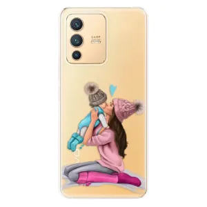Odolné silikonové pouzdro iSaprio - Kissing Mom - Brunette and Boy - Vivo V23 5G