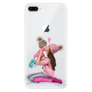 Odolné silikonové pouzdro iSaprio - Kissing Mom - Brunette and Girl - iPhone 8 Plus