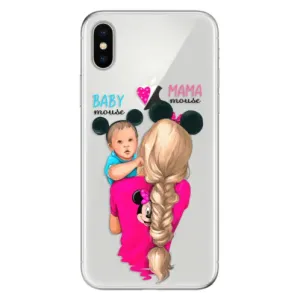 Odolné silikonové pouzdro iSaprio - Mama Mouse Blonde and Boy - iPhone X