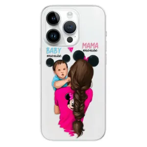 Odolné silikonové pouzdro iSaprio - Mama Mouse Brunette and Boy - iPhone 15 Pro