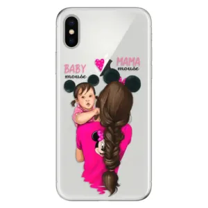 Odolné silikonové pouzdro iSaprio - Mama Mouse Brunette and Girl - iPhone X