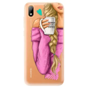 Odolné silikonové pouzdro iSaprio - My Coffe and Blond Girl - Huawei Y5 2019
